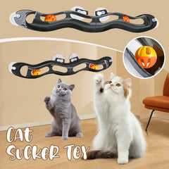 Foldable Track Bell Ball Cat Toy with Suction Cup Window Adsorption Glass Funny Cat Scratching Plastic Toys - PeticaDeals
