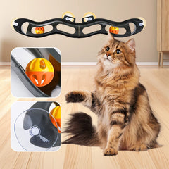 Foldable Track Bell Ball Cat Toy with Suction Cup Window Adsorption Glass Funny Cat Scratching Plastic Toys - PeticaDeals