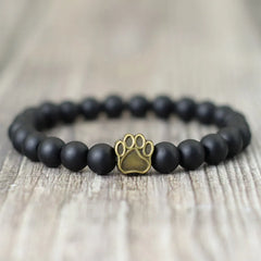 French Bulldog Dog Paw Bracelet Men Natural Lava Tiger Eyes Stone Bracelet - PeticaDeals
