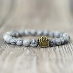 French Bulldog Dog Paw Bracelet Men Natural Lava Tiger Eyes Stone Bracelet - PeticaDeals