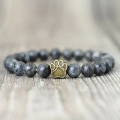 French Bulldog Dog Paw Bracelet Men Natural Lava Tiger Eyes Stone Bracelet - PeticaDeals