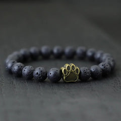 French Bulldog Dog Paw Bracelet Men Natural Lava Tiger Eyes Stone Bracelet - PeticaDeals