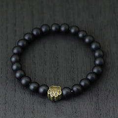 French Bulldog Dog Paw Bracelet Men Natural Lava Tiger Eyes Stone Bracelet - PeticaDeals