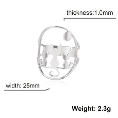 Full Moon Cat Ring for Girl Out Cute Kitten Ring Fashion Stainless Steel Jewelry - PeticaDeals