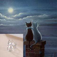 Full Moon Cat Ring for Girl Out Cute Kitten Ring Fashion Stainless Steel Jewelry - PeticaDeals