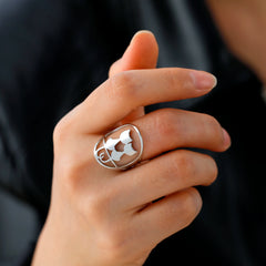 Full Moon Cat Ring for Girl Out Cute Kitten Ring Fashion Stainless Steel Jewelry - PeticaDeals