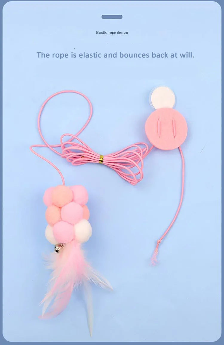 Funny Cat Toys Hanging Retractable Elastic Rope Swing Hanging Door Windows Interactive Toys Playing Indoors - PeticaDeals