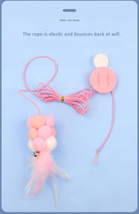 Funny Cat Toys Hanging Retractable Elastic Rope Swing Hanging Door Windows Interactive Toys Playing Indoors - PeticaDeals