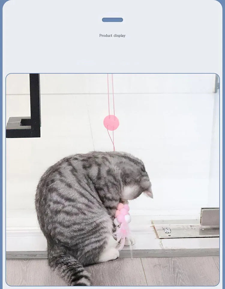 Funny Cat Toys Hanging Retractable Elastic Rope Swing Hanging Door Windows Interactive Toys Playing Indoors - PeticaDeals