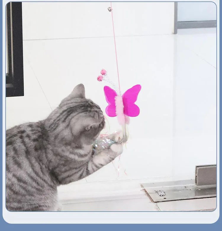 Funny Cat Toys Hanging Retractable Elastic Rope Swing Hanging Door Windows Interactive Toys Playing Indoors - PeticaDeals