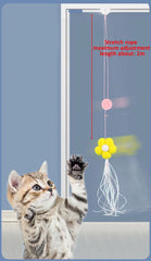 Funny Cat Toys Hanging Retractable Elastic Rope Swing Hanging Door Windows Interactive Toys Playing Indoors - PeticaDeals