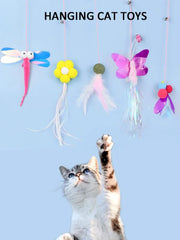 Funny Cat Toys Hanging Retractable Elastic Rope Swing Hanging Door Windows Interactive Toys Playing Indoors - PeticaDeals