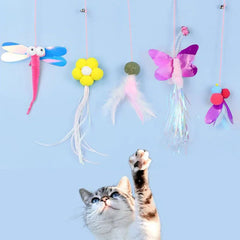 Funny Cat Toys Hanging Retractable Elastic Rope Swing Hanging Door Windows Interactive Toys Playing Indoors - PeticaDeals