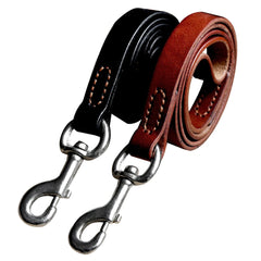Genuine Leather Dog Leash Pet Training Lead Prevent Bite - PeticaDeals