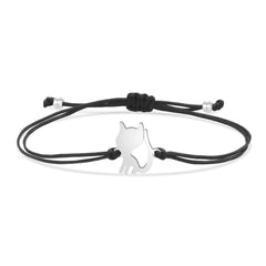 Gold-plated Stainless Steel Delicate Polished Cute Cat Charm Bracelet Women Fashion Red String - PeticaDeals