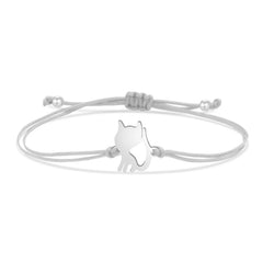 Gold-plated Stainless Steel Delicate Polished Cute Cat Charm Bracelet Women Fashion Red String - PeticaDeals