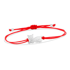 Gold-plated Stainless Steel Delicate Polished Cute Cat Charm Bracelet Women Fashion Red String - PeticaDeals