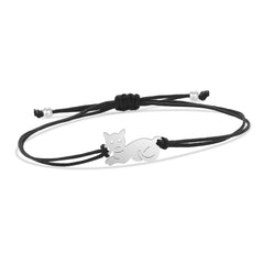 Gold-plated Stainless Steel Delicate Polished Cute Cat Charm Bracelet Women Fashion Red String - PeticaDeals