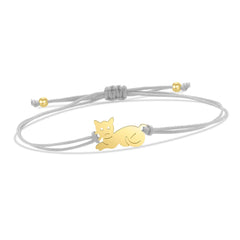 Gold-plated Stainless Steel Delicate Polished Cute Cat Charm Bracelet Women Fashion Red String - PeticaDeals