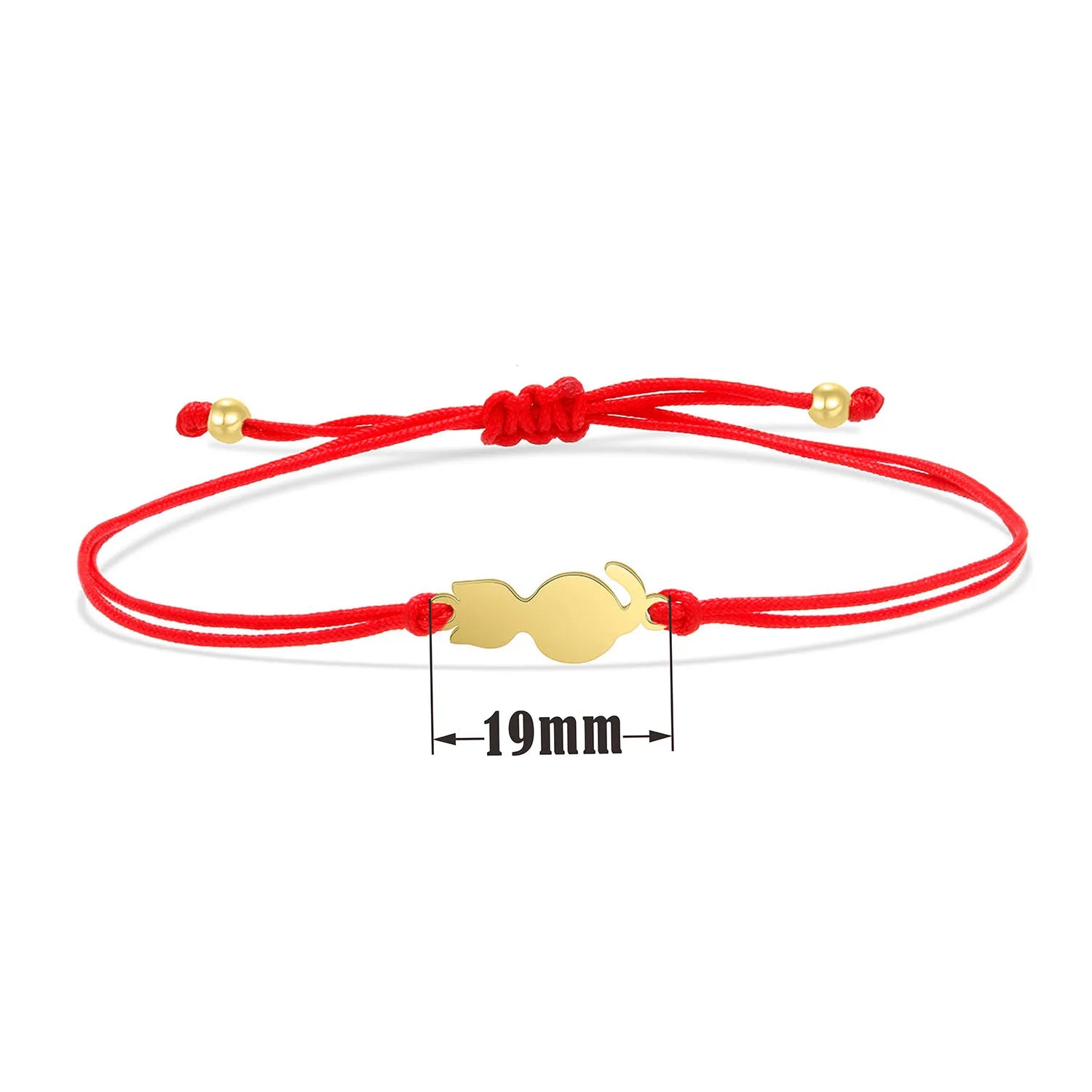 Gold-plated Stainless Steel Delicate Polished Cute Cat Charm Bracelet Women Fashion Red String - PeticaDeals