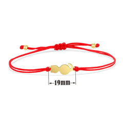 Gold-plated Stainless Steel Delicate Polished Cute Cat Charm Bracelet Women Fashion Red String - PeticaDeals