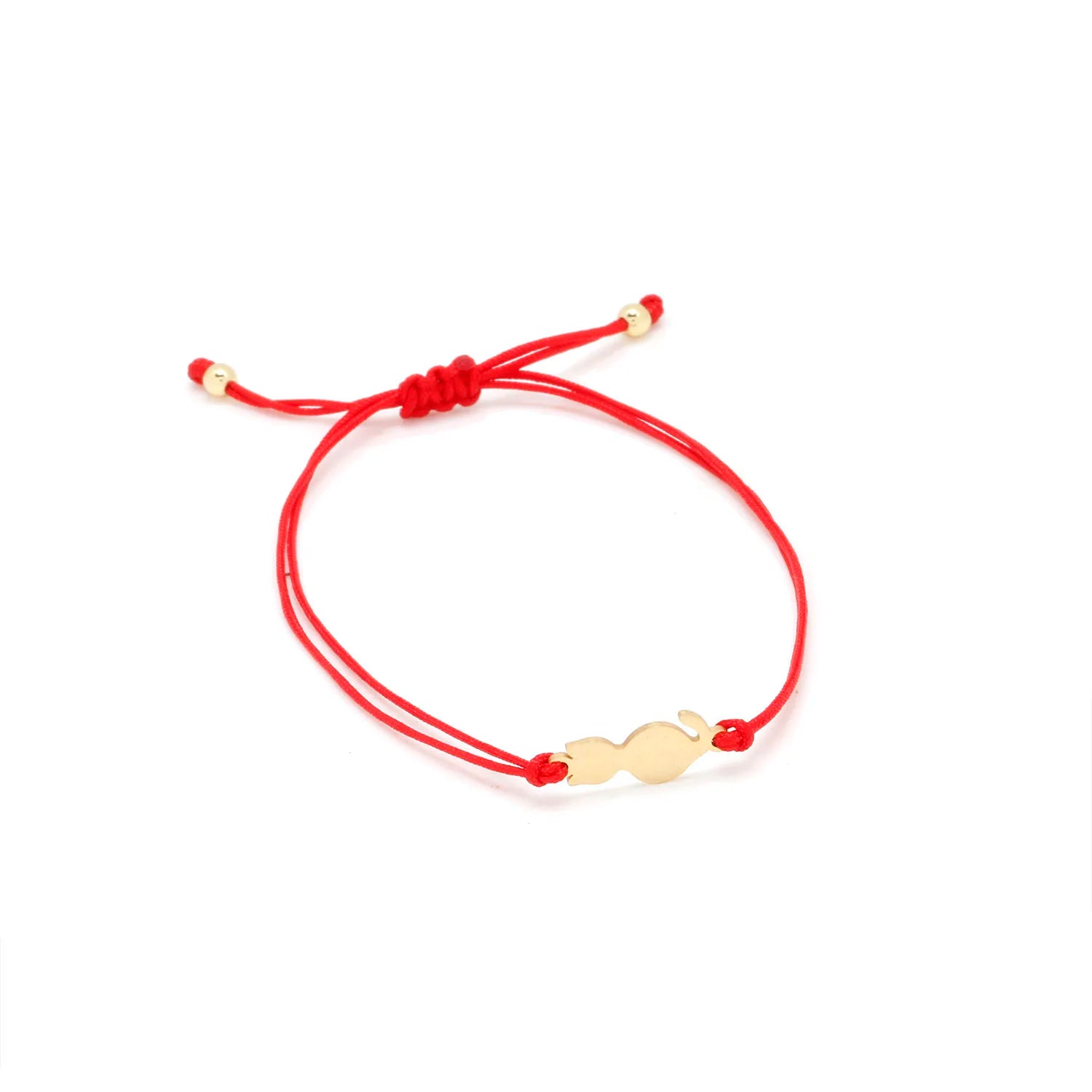 Gold-plated Stainless Steel Delicate Polished Cute Cat Charm Bracelet Women Fashion Red String - PeticaDeals