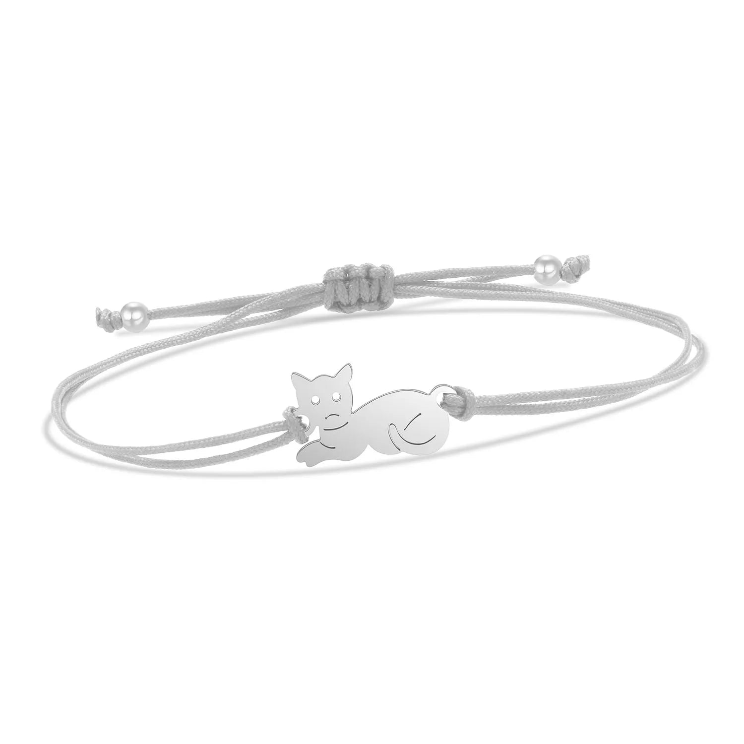 Gold-plated Stainless Steel Delicate Polished Cute Cat Charm Bracelet Women Fashion Red String - PeticaDeals
