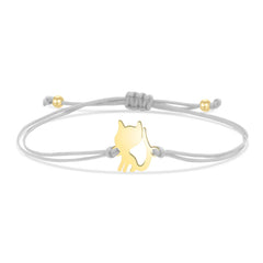 Gold-plated Stainless Steel Delicate Polished Cute Cat Charm Bracelet Women Fashion Red String - PeticaDeals