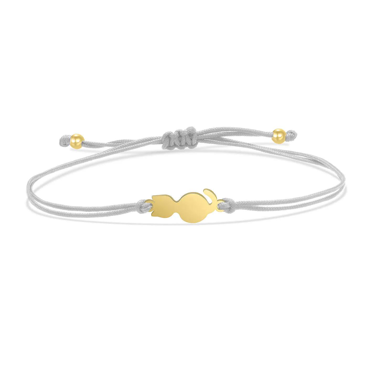 Gold-plated Stainless Steel Delicate Polished Cute Cat Charm Bracelet Women Fashion Red String - PeticaDeals