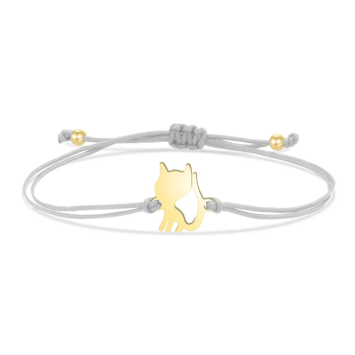 Gold-plated Stainless Steel Delicate Polished Cute Cat Charm Bracelet Women Fashion Red String - PeticaDeals