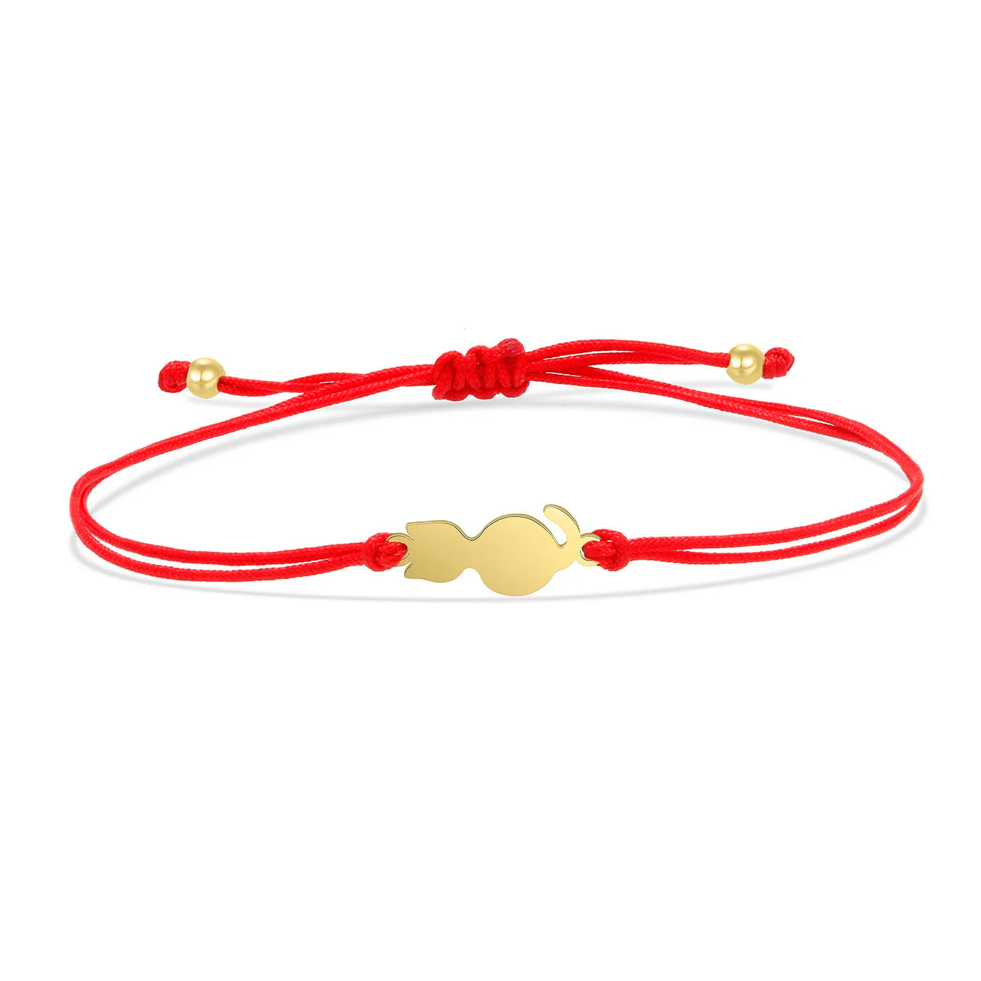 Gold-plated Stainless Steel Delicate Polished Cute Cat Charm Bracelet Women Fashion Red String - PeticaDeals