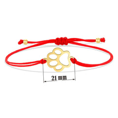 Gold-plated Stainless Steel Delicate Polishing Animal Paw Print Charm Bracelet Women Girl Fashion Red String Jewelry - PeticaDeals