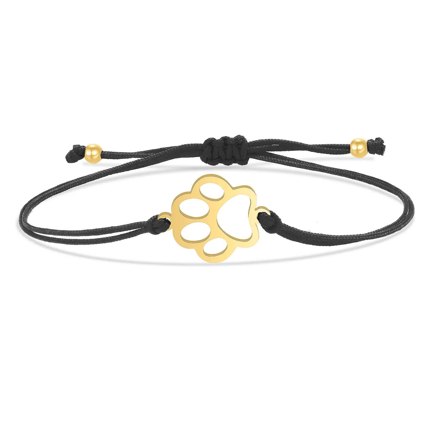 Gold-plated Stainless Steel Delicate Polishing Animal Paw Print Charm Bracelet Women Girl Fashion Red String Jewelry - PeticaDeals