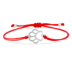 Gold-plated Stainless Steel Delicate Polishing Animal Paw Print Charm Bracelet Women Girl Fashion Red String Jewelry - PeticaDeals
