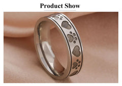 Gold Color Hearts Cat Paws Women's Ring Stainless Steel - PeticaDeals