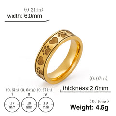 Gold Color Hearts Cat Paws Women's Ring Stainless Steel - PeticaDeals