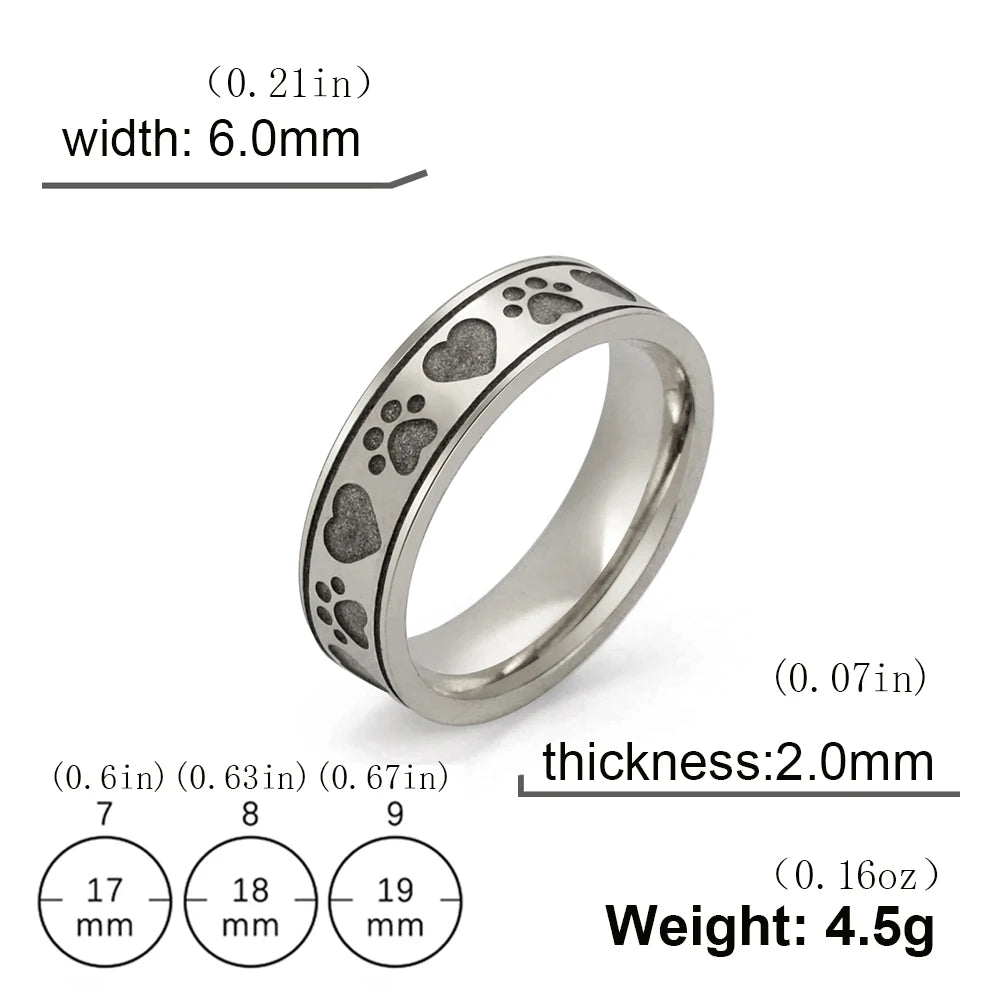 Gold Color Hearts Cat Paws Women's Ring Stainless Steel - PeticaDeals