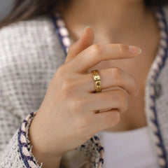 Gold Color Hearts Cat Paws Women's Ring Stainless Steel - PeticaDeals