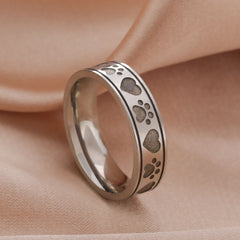 Gold Color Hearts Cat Paws Women's Ring Stainless Steel - PeticaDeals