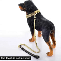 Gold Dog Chain Collar with Heavy Duty Double Row Chain 24MM - PeticaDeals