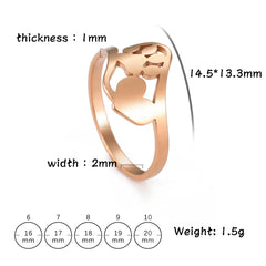 Cute Dog Paw with Heart Rings for Girls Stainless Steel Ring Jewelry