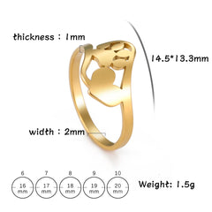 Cute Dog Paw with Heart Rings for Girls Stainless Steel Ring Jewelry