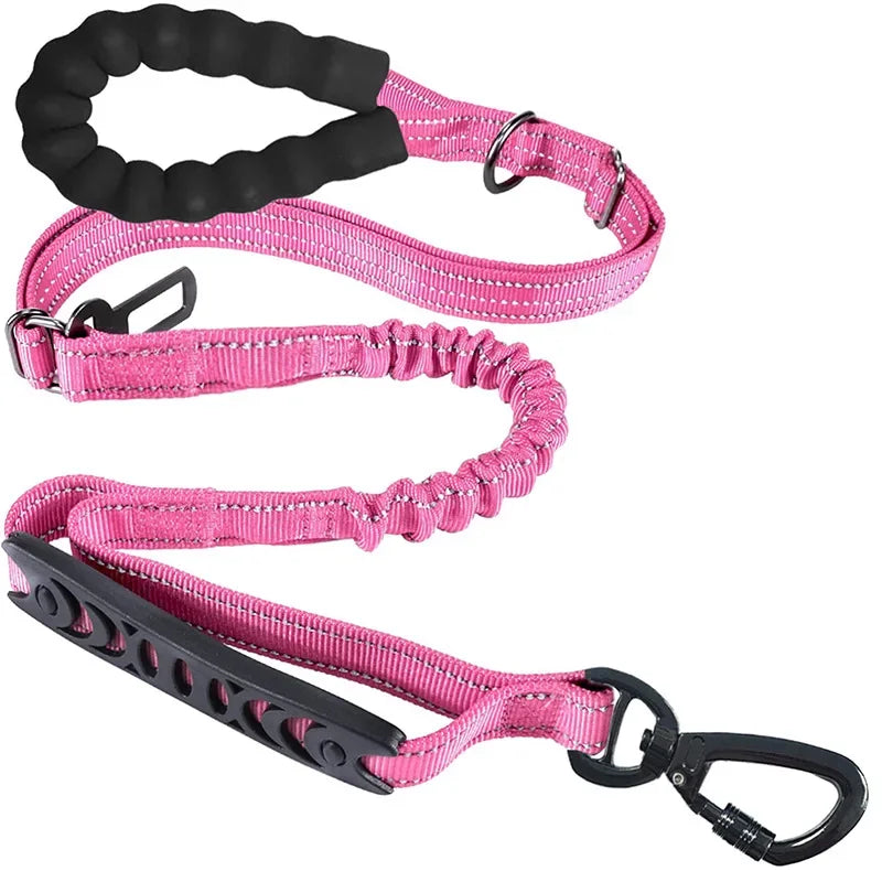 Heavy Duty Dog Leash with Car Harness and Comfortable Padded Handle and Highly Reflective - PeticaDeals