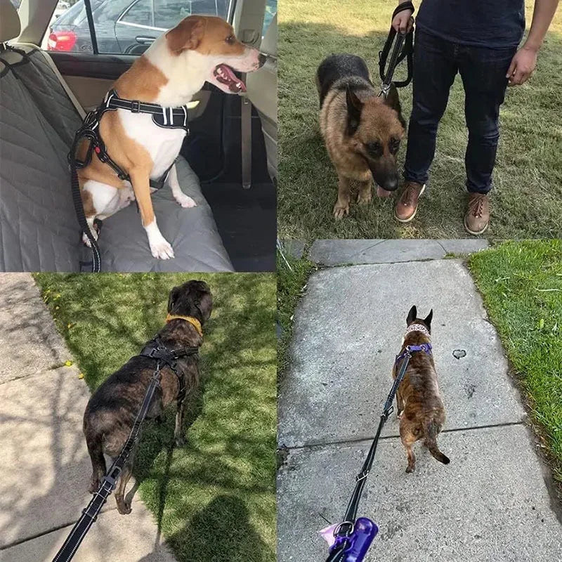 Heavy Duty Dog Leash with Car Harness and Comfortable Padded Handle and Highly Reflective - PeticaDeals