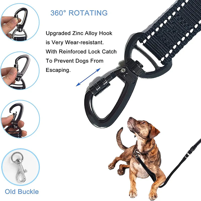 Heavy Duty Dog Leash with Car Harness and Comfortable Padded Handle and Highly Reflective - PeticaDeals
