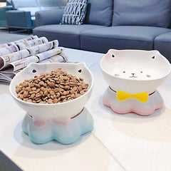 High-Foot Ceramic Lucky Cat Bowl Dog Food Bowl for Cats and Dogs - PeticaDeals