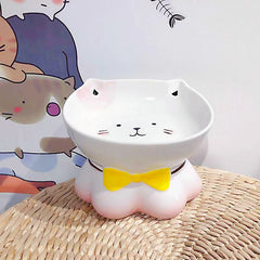 High-Foot Ceramic Lucky Cat Bowl Dog Food Bowl for Cats and Dogs - PeticaDeals