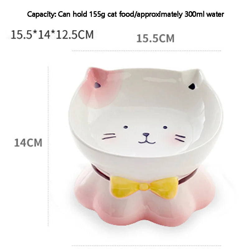 High-Foot Ceramic Lucky Cat Bowl Dog Food Bowl for Cats and Dogs - PeticaDeals