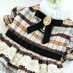 High Collar Small Dog & Cats Clothes Plaid Woolen - PeticaDeals