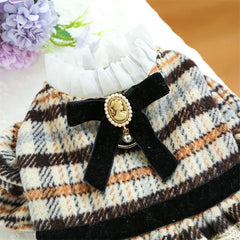 High Collar Small Dog & Cats Clothes Plaid Woolen - PeticaDeals
